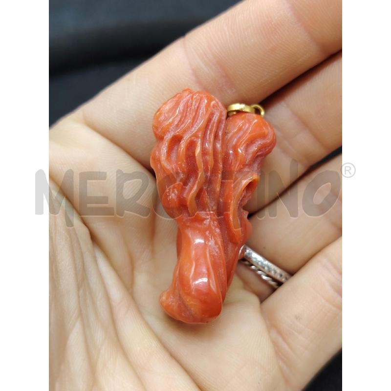 CIONDOLO CORALLO ARTIGIANALE MASCHERA | Mercatino dell'Usato Roma eur 4