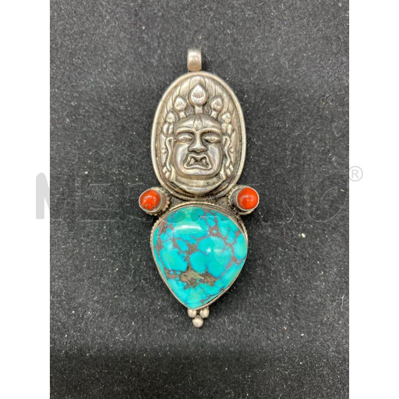 CIONDOLO TIBETANO FUSION DEMONE TURCHESE | Mercatino dell'Usato Roma eur 1