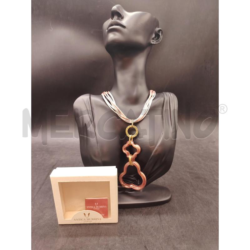 COLLANA ANTICA MURRINA FIORI VETRO ROSA | Mercatino dell'Usato Roma eur 1