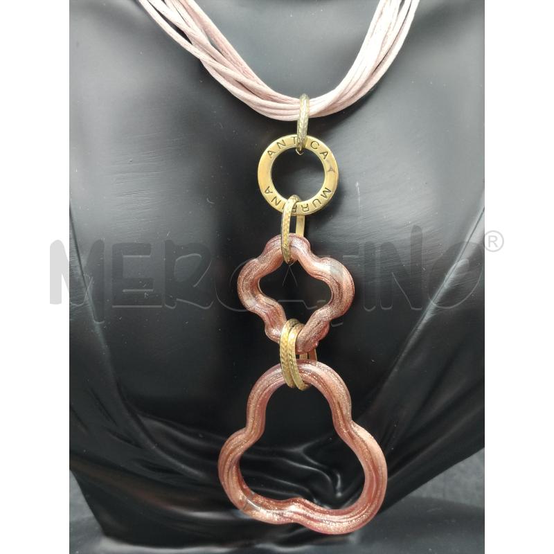 COLLANA ANTICA MURRINA FIORI VETRO ROSA | Mercatino dell'Usato Roma eur 2