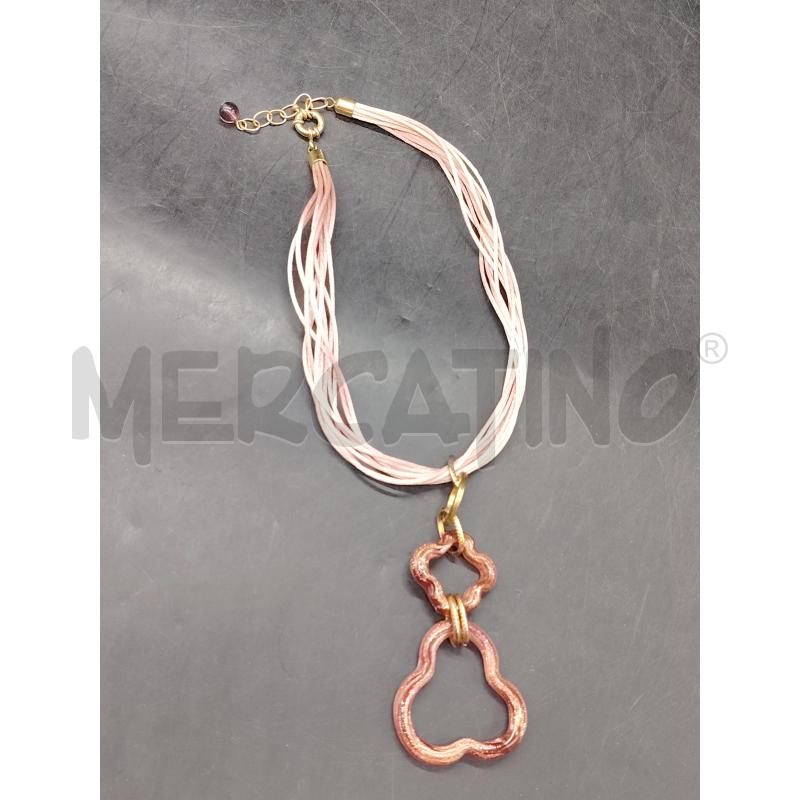COLLANA ANTICA MURRINA FIORI VETRO ROSA | Mercatino dell'Usato Roma eur 3