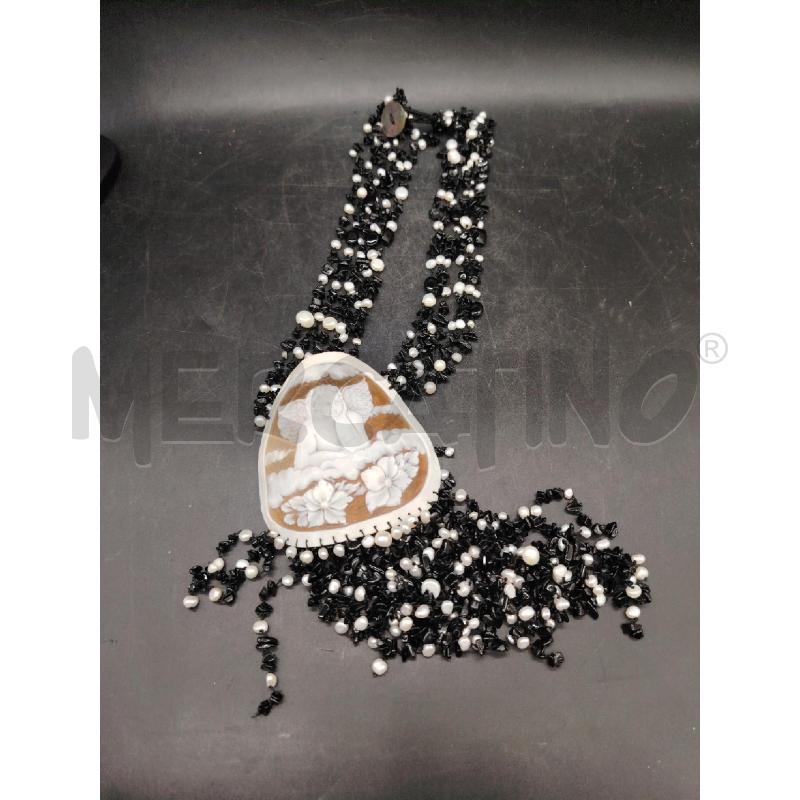 COLLANA CAMMEO ANGELO PERLINE PIETRE NE | Mercatino dell'Usato Roma eur 4