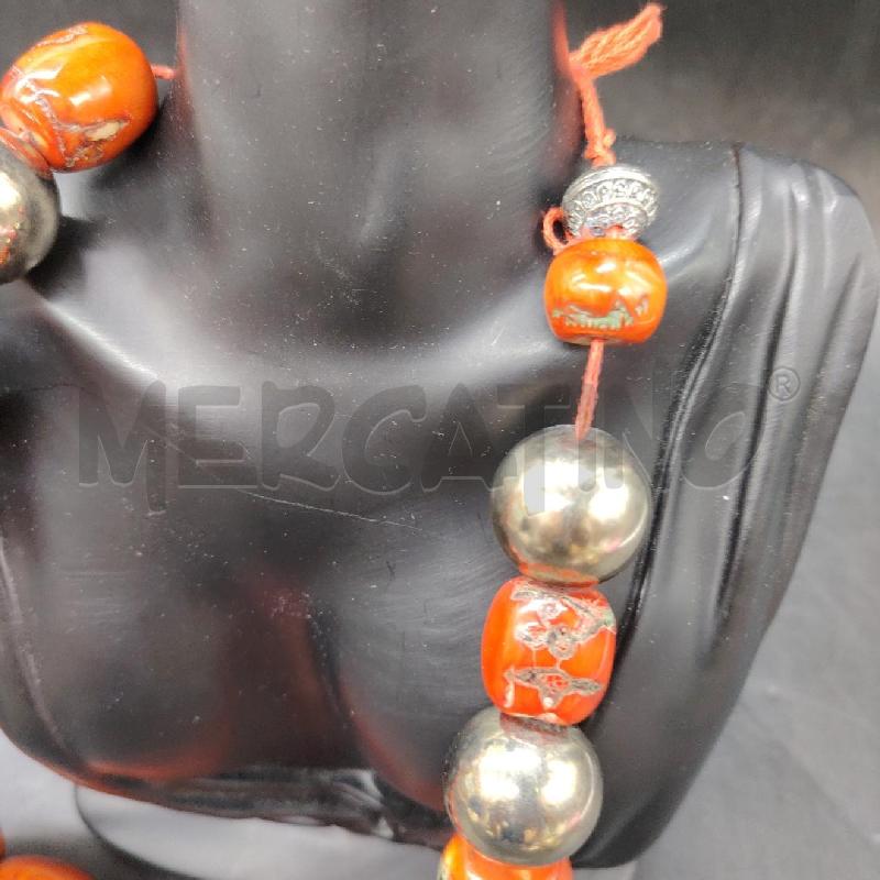 COLLANA CORALLO DI BAMBOO E PALLE MET | Mercatino dell'Usato Roma eur 3