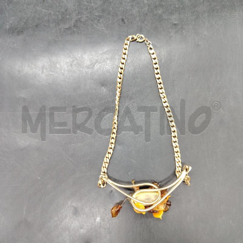 COLLANA DORATA FIORI VETRO ARANCIO  | Mercatino dell'Usato Roma eur 3