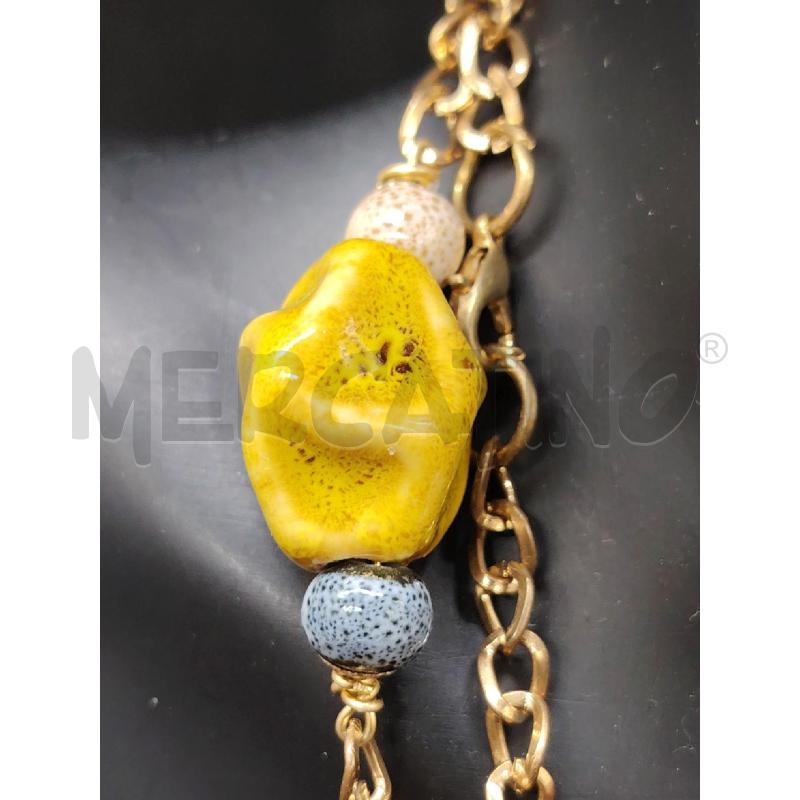 COLLANA DORATA PEZZETTI CERAMICA COLORATI | Mercatino dell'Usato Roma eur 1