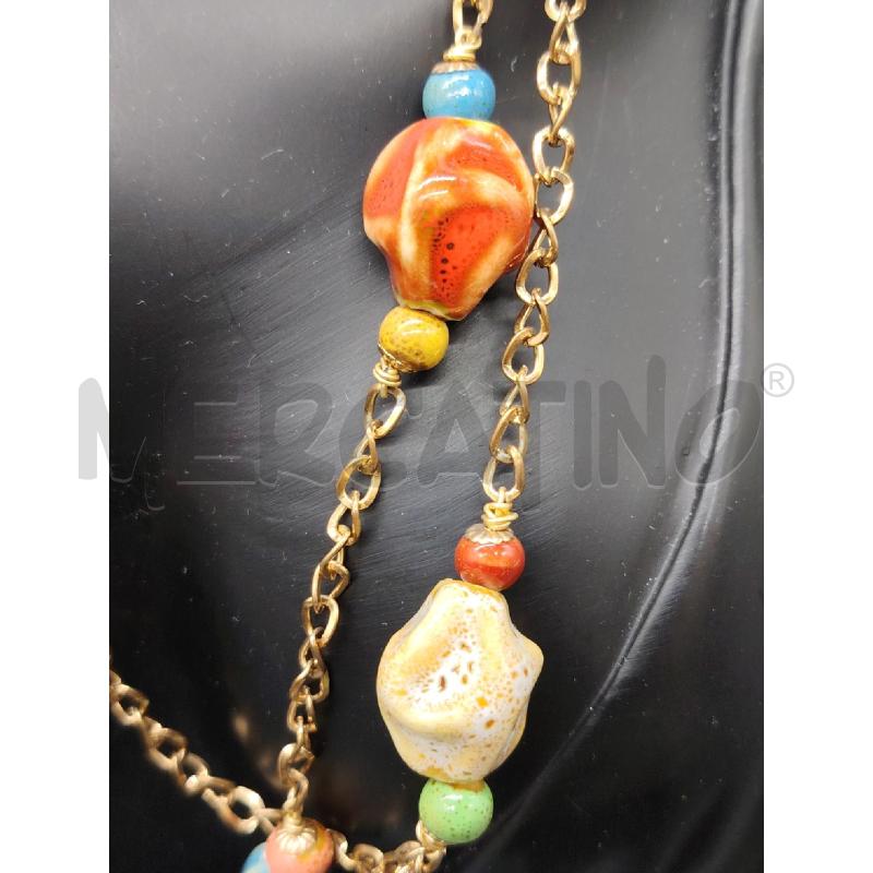 COLLANA DORATA PEZZETTI CERAMICA COLORATI | Mercatino dell'Usato Roma eur 2