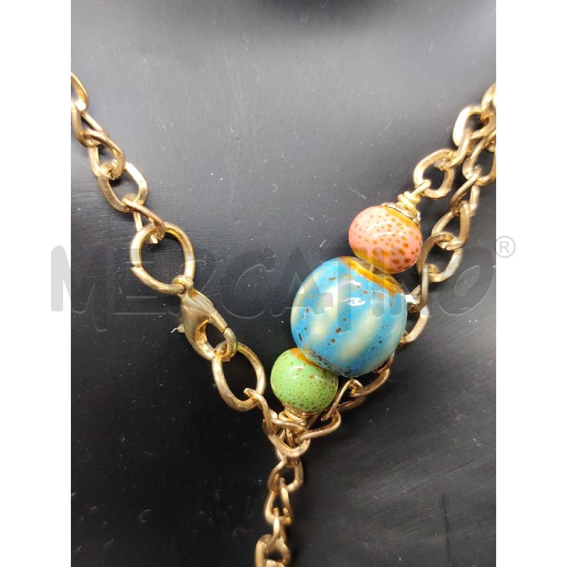 COLLANA DORATA PEZZETTI CERAMICA COLORATI | Mercatino dell'Usato Roma eur 3