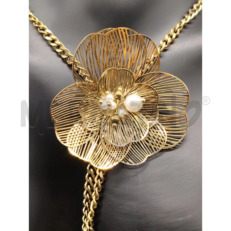 COLLANA DOR FIORE FILIGRANA PERLINE DOR | Mercatino dell'Usato Roma eur 2