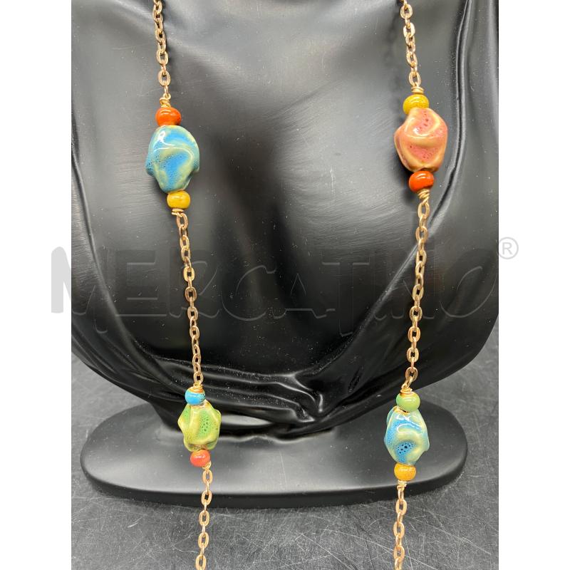 COLLANA DOR PIETRINE CERAMICA COLORATE | Mercatino dell'Usato Roma eur 2