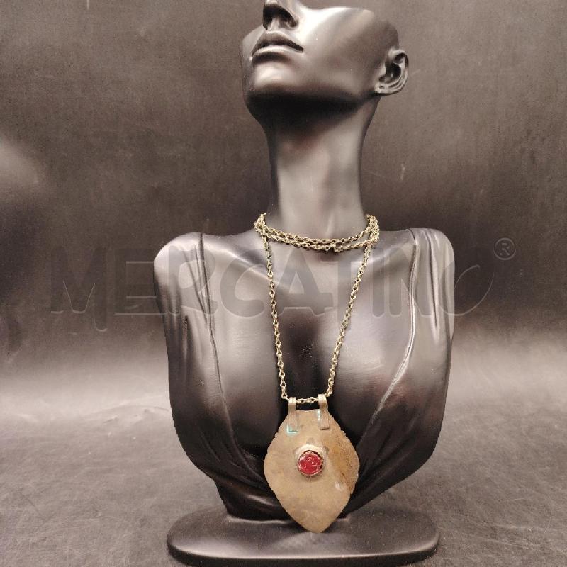 COLLANA ETNICA MET PIETRA ROSS | Mercatino dell'Usato Roma eur 1