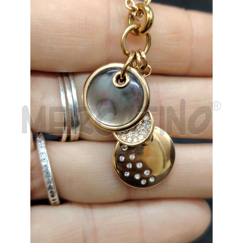 COLLANA FOSSIL PENDENTI CERCHI MADREPERLA | Mercatino dell'Usato Roma eur 2