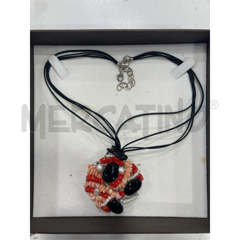 COLLANA FUSION CIONDOLO CORALLINI PIETRE NE | Mercatino dell'Usato Roma eur 1