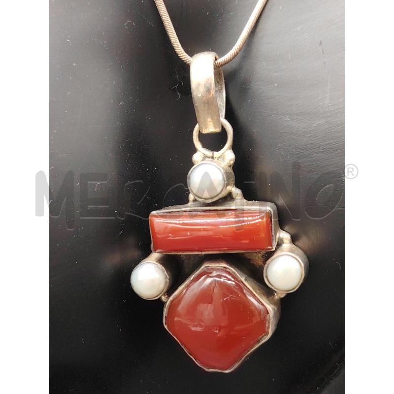 COLLANA FUSION CIONDOLO PERLINE CORNIOLA | Mercatino dell'Usato Roma eur 2