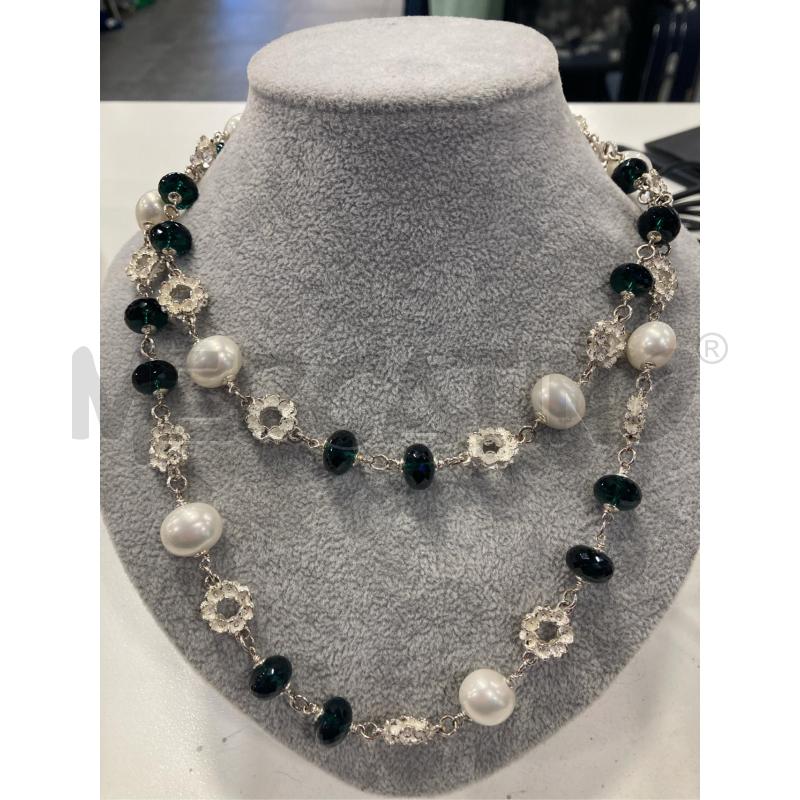 COLLANA FUSION PERLE FIORI PIETRE VE | Mercatino dell'Usato Roma eur 1