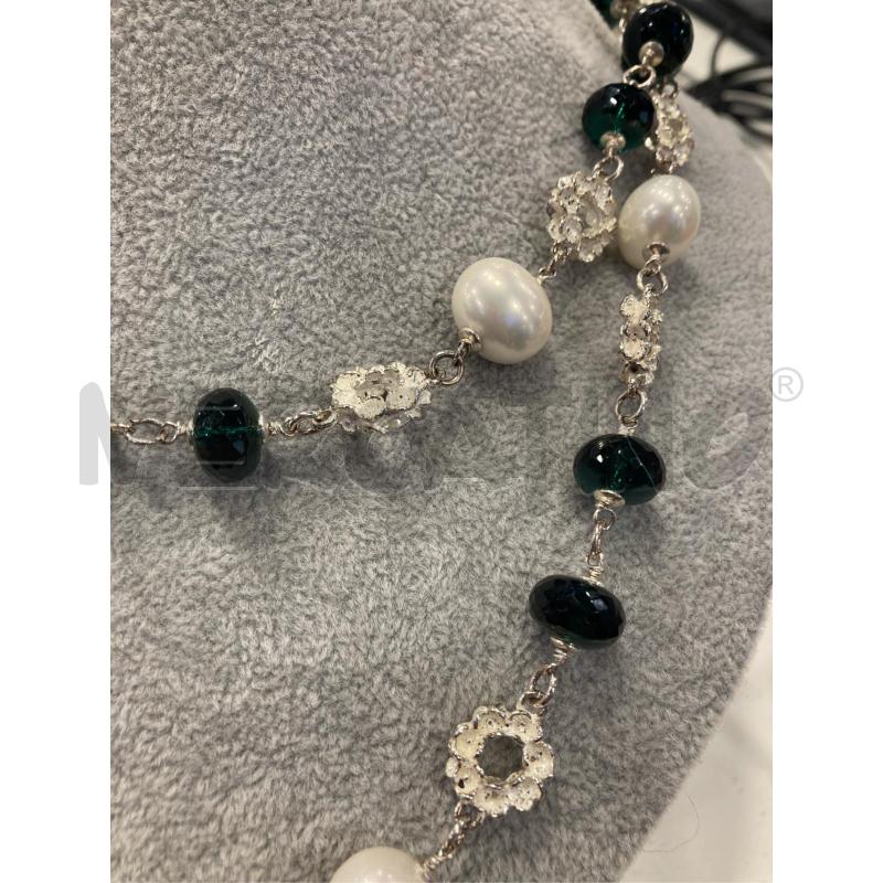 COLLANA FUSION PERLE FIORI PIETRE VE | Mercatino dell'Usato Roma eur 2