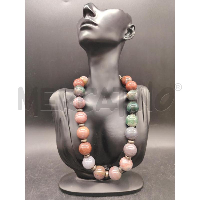 COLLANA FUSION PIETRE DURE SCURE TONDE | Mercatino dell'Usato Roma eur 1