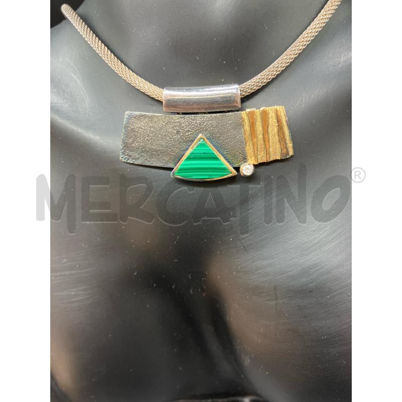 COLLANA FUSION VINTAGE BRILLANTINO TRIANGOLO MALACHITE | Mercatino dell'Usato Roma eur 2