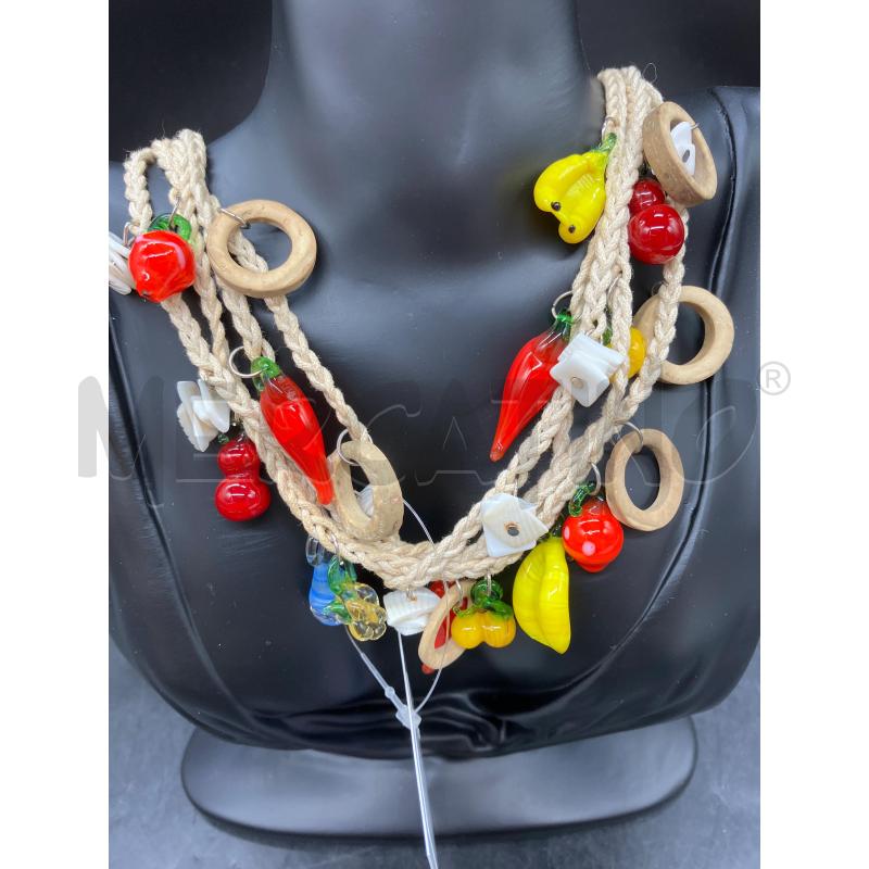 COLLANA MACRAME BEI PENDENTI CHARM VETRO | Mercatino dell'Usato Roma eur 2