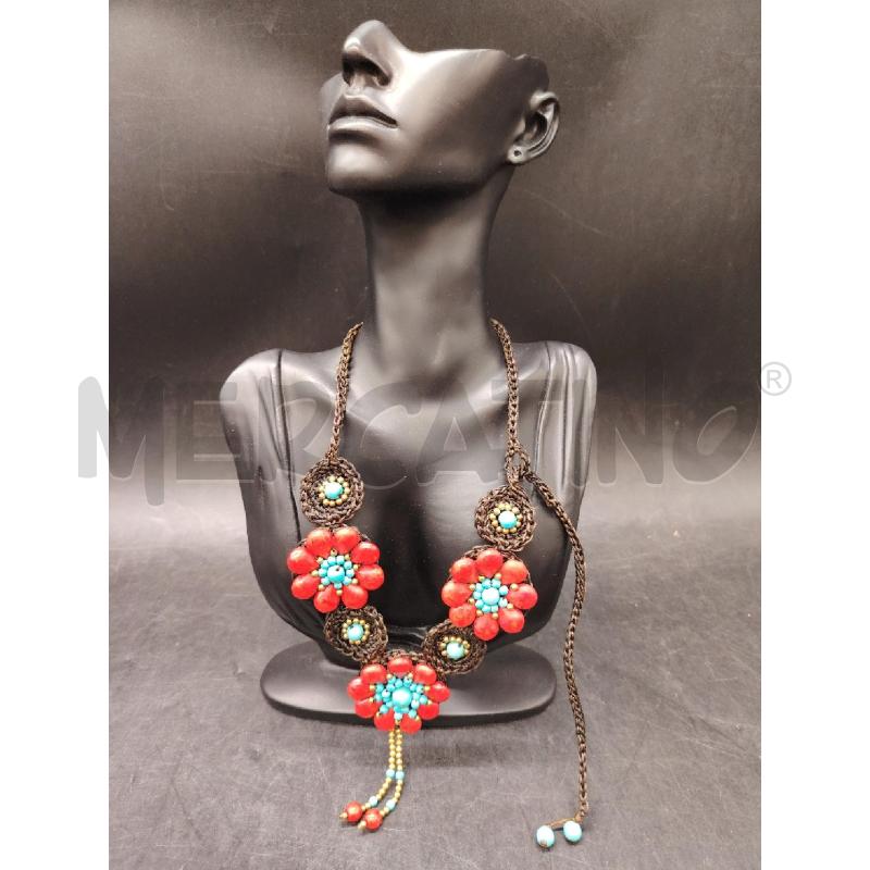COLLANA MACRAME MARR FIORI RSS CEL  | Mercatino dell'Usato Roma eur 1