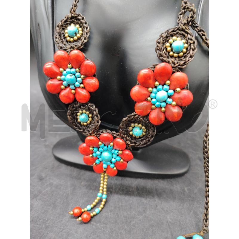 COLLANA MACRAME MARR FIORI RSS CEL  | Mercatino dell'Usato Roma eur 2