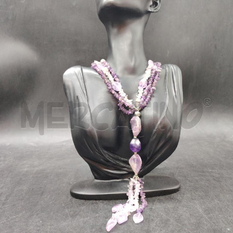COLLANA MULTIFILO AMETISTA PENDENTE  | Mercatino dell'Usato Roma eur 1