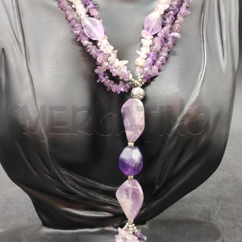 COLLANA MULTIFILO AMETISTA PENDENTE  | Mercatino dell'Usato Roma eur 2
