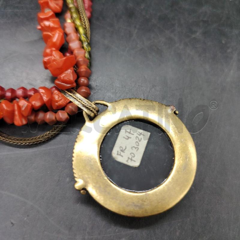 COLLANA MULTIFILO PIETRE ROSS E VER PLACCA ROSS | Mercatino dell'Usato Roma eur 4