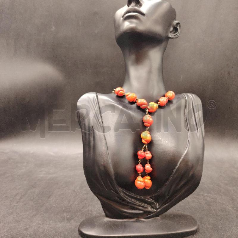 COLLANA PALLE RSS VETRO  | Mercatino dell'Usato Roma eur 1