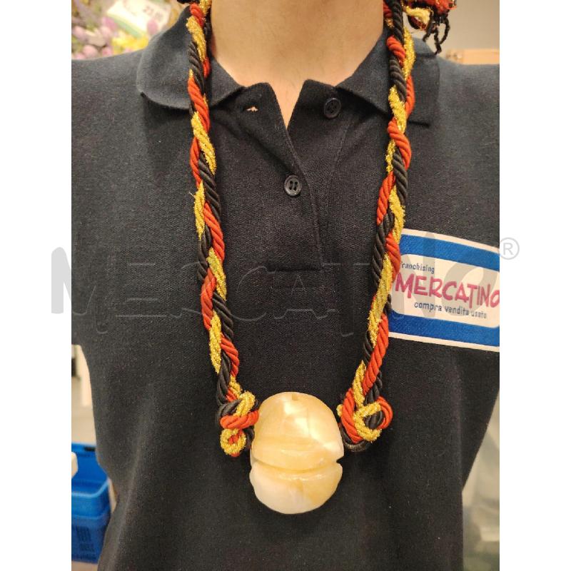 COLLANA SCARABEO PIETRA TESSUTO | Mercatino dell'Usato Roma eur 1