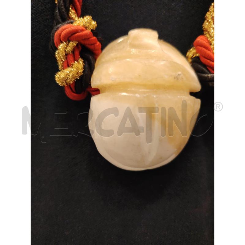 COLLANA SCARABEO PIETRA TESSUTO | Mercatino dell'Usato Roma eur 2