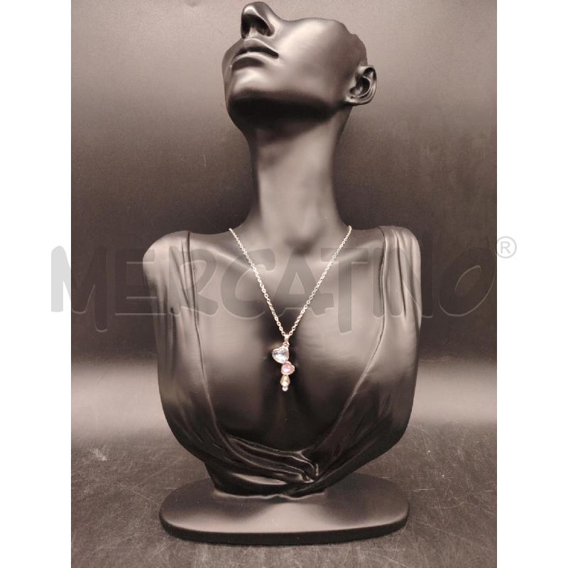 COLLANA STROILI CIONDOLO CUORI AZZ RS  | Mercatino dell'Usato Roma eur 1