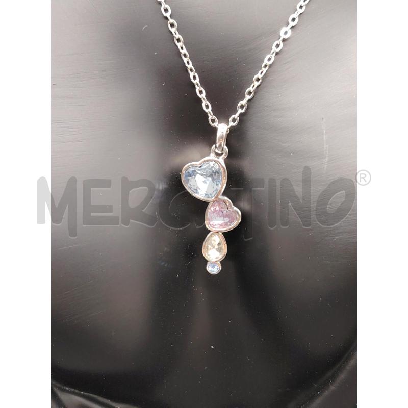 COLLANA STROILI CIONDOLO CUORI AZZ RS  | Mercatino dell'Usato Roma eur 2