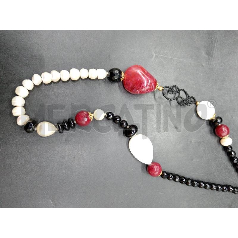 COLLANA  PIETRE NE RSS PERLE  | Mercatino dell'Usato Roma eur 2