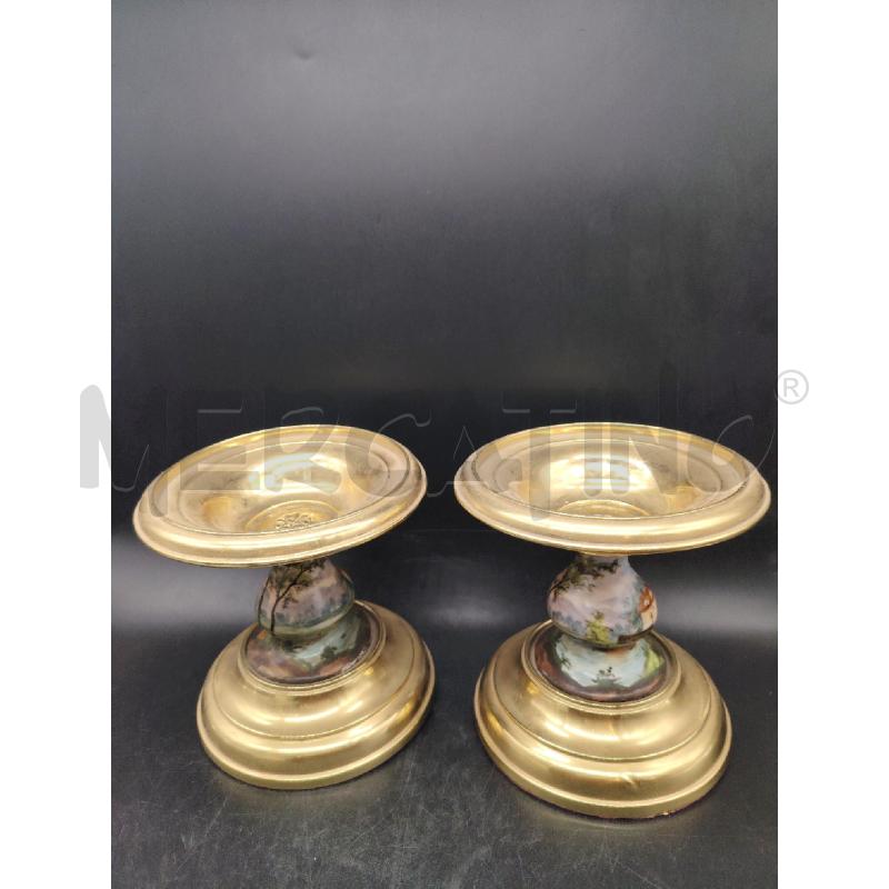 COPPIA ALZATE OTTONE DIPINTE | Mercatino dell'Usato Roma eur 1