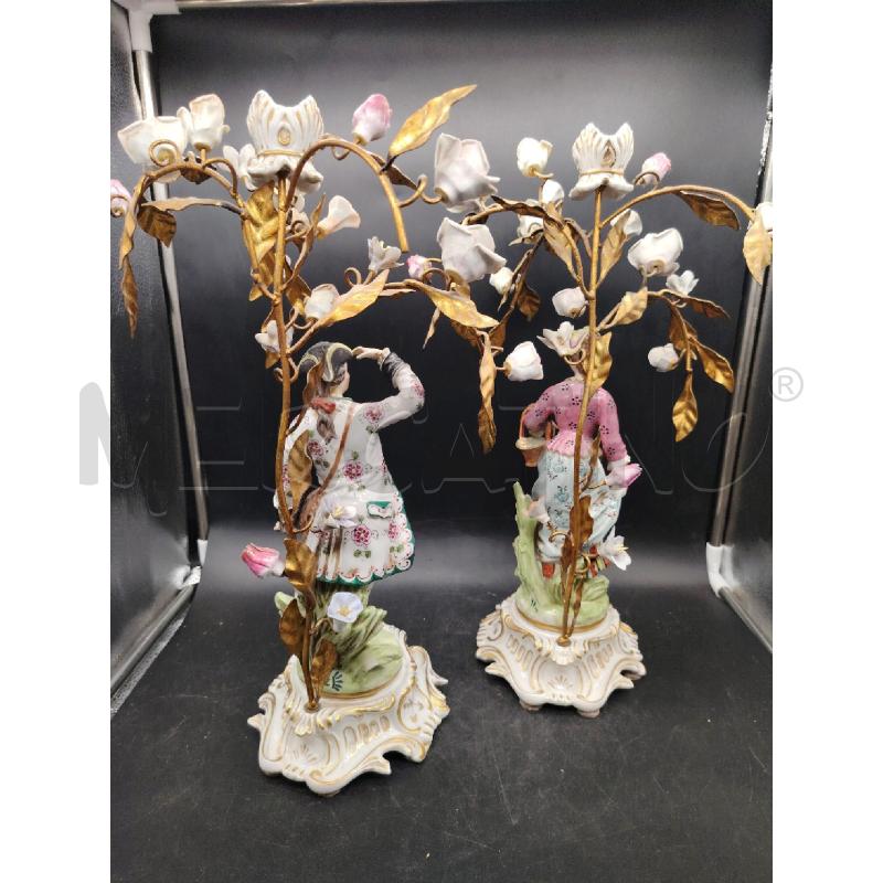 COPPIA CANDELABRI FOGLIE DOR CAPODIMONTE  | Mercatino dell'Usato Roma eur 5