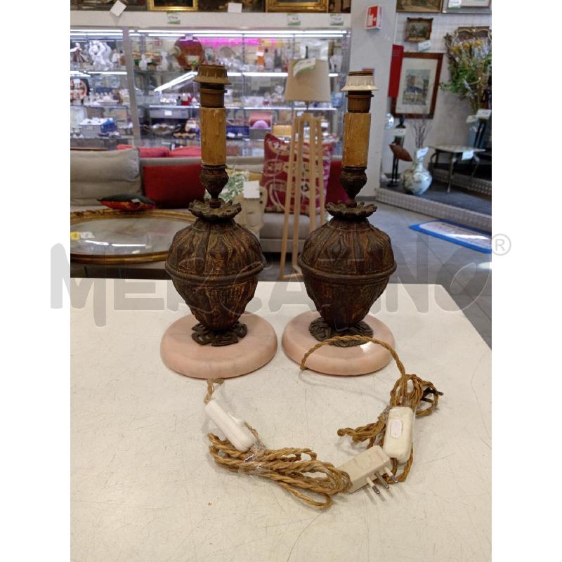  COPPIA LAMPADE  BASE MARMO ROSA BRONZO | Mercatino dell'Usato Roma eur 1