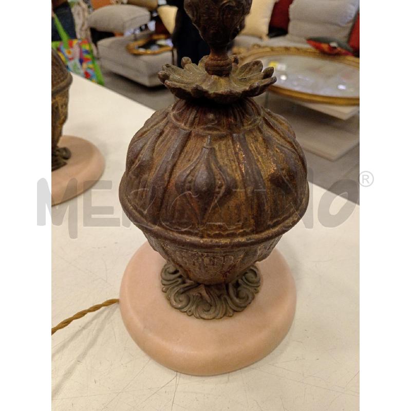  COPPIA LAMPADE  BASE MARMO ROSA BRONZO | Mercatino dell'Usato Roma eur 2
