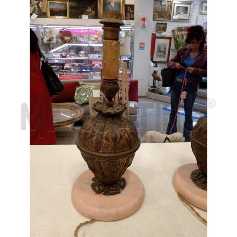  COPPIA LAMPADE  BASE MARMO ROSA BRONZO | Mercatino dell'Usato Roma eur 4