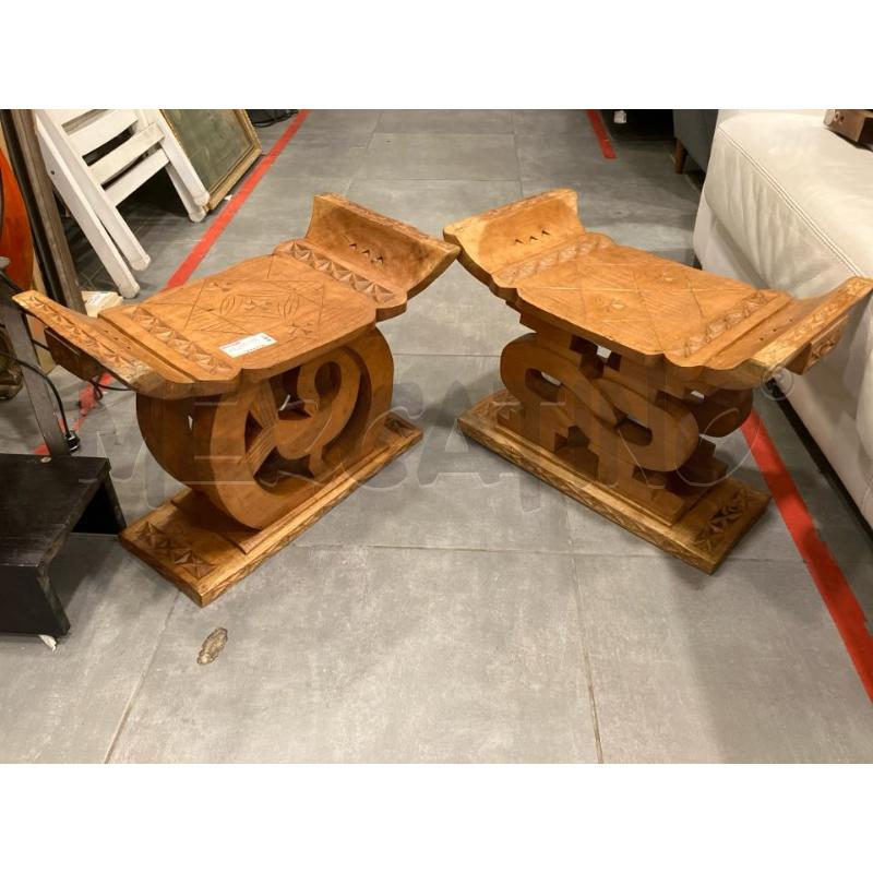 COPPIA SGABELLI LEGNO INTARSIATI | Mercatino dell'Usato Roma eur 1