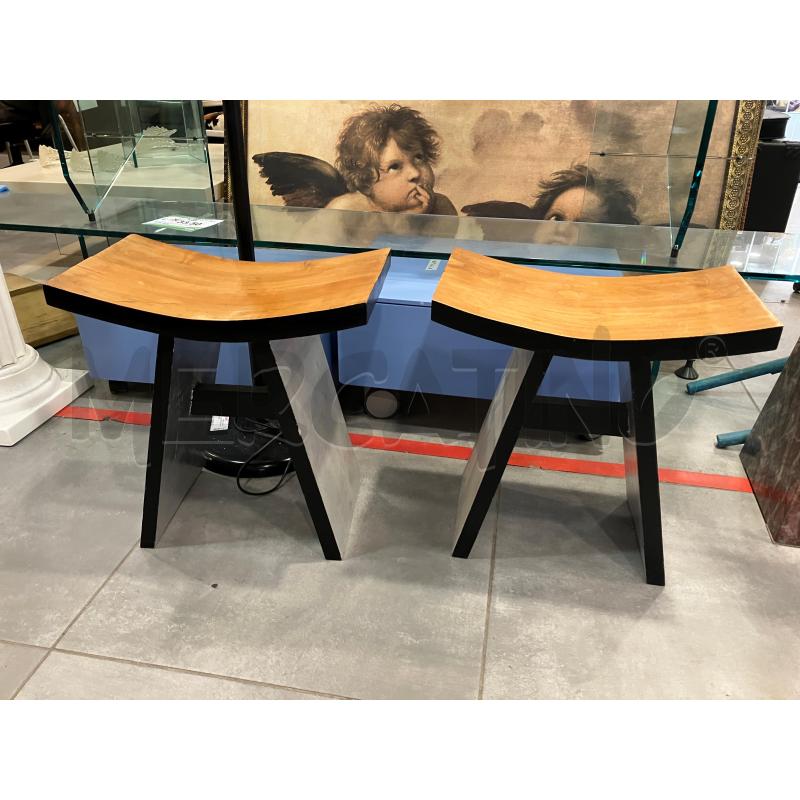 COPPIA SGABELLI LEGNO VINTAGE BASSI | Mercatino dell'Usato Roma eur 1