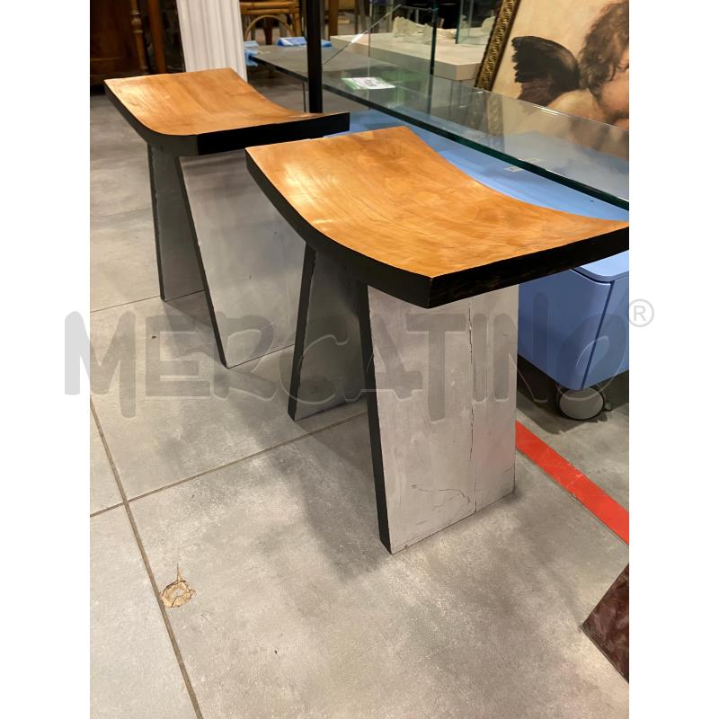 COPPIA SGABELLI LEGNO VINTAGE BASSI | Mercatino dell'Usato Roma eur 2