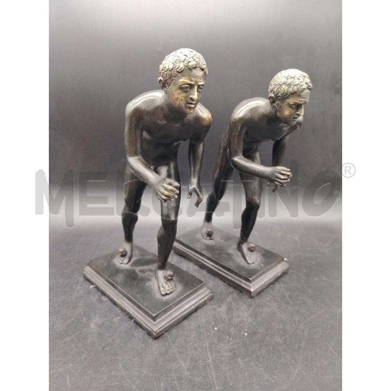 COPPIA STATUINE BRONZO CORRIDORI NAPOLI  | Mercatino dell'Usato Roma eur 1
