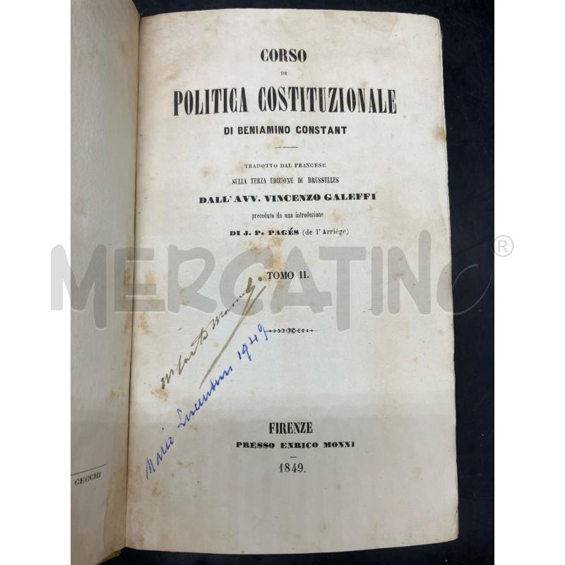 CORSO DI POLITICA COSTITUZIONALE 1849 | Mercatino dell'Usato Roma eur 2
