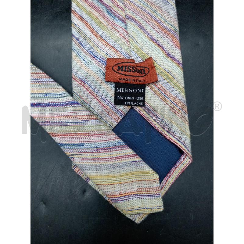 CRAVATTA MISSONI BIANCA RIGHE COLORATE | Mercatino dell'Usato Roma eur 2