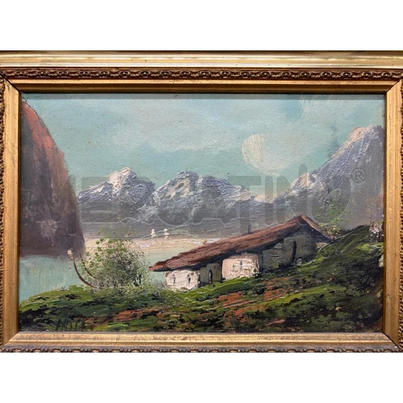DIPINTO SU TAVOLA PAESAGGIO C/DOR | Mercatino dell'Usato Roma eur 2
