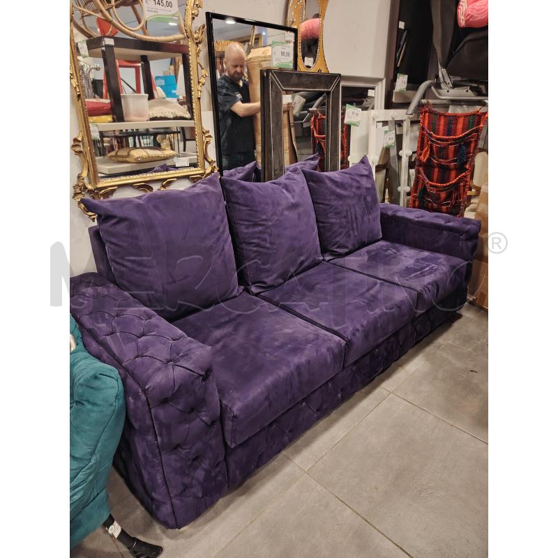 DIVANO 3P VIOLA | Mercatino dell'Usato Roma eur 1