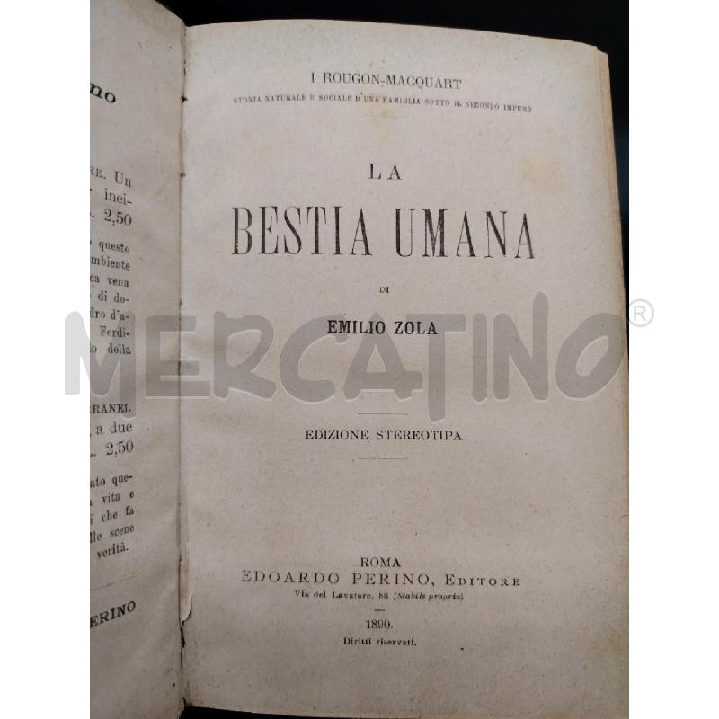 EMILIO ZOLA LA BESTIA UMANA 1890 | Mercatino dell'Usato Roma eur 3