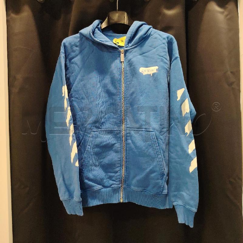 FELPA D OFF WHITE BLU LOGO BIA SCHIENA CAPPUCC | Mercatino dell'Usato Roma eur 1