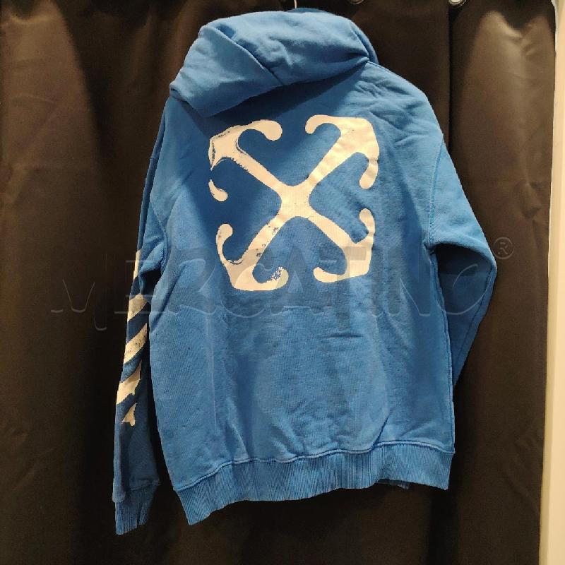 FELPA D OFF WHITE BLU LOGO BIA SCHIENA CAPPUCC | Mercatino dell'Usato Roma eur 3