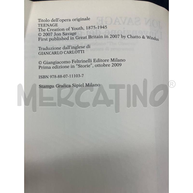 FELTRINELLI SAVAGE L'INVENZIONE DEI GIOVANI | Mercatino dell'Usato Roma eur 3